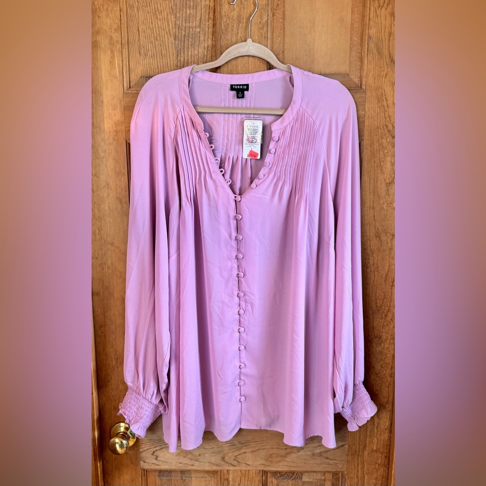 Torrid Georgette Smocked Blouson Sleeve Blouse - Size 4x NWTs